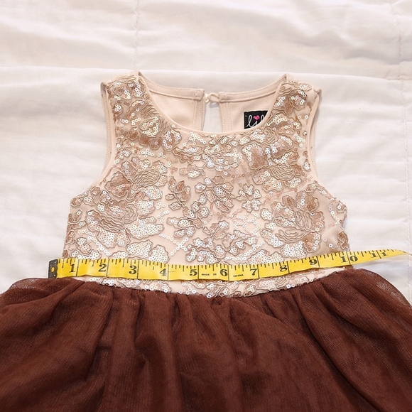 LILT Sequins tulle dress, cream and brown, 4T - Picture 5 of 5